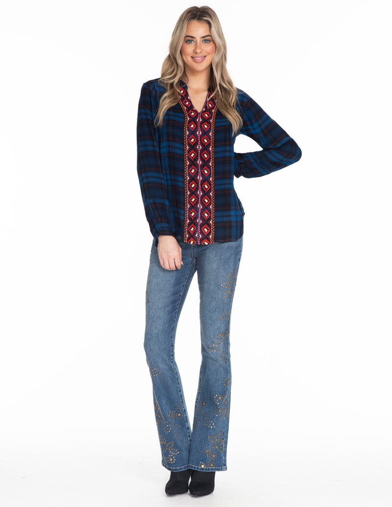 Plaid Embroidered Shirt - Multi