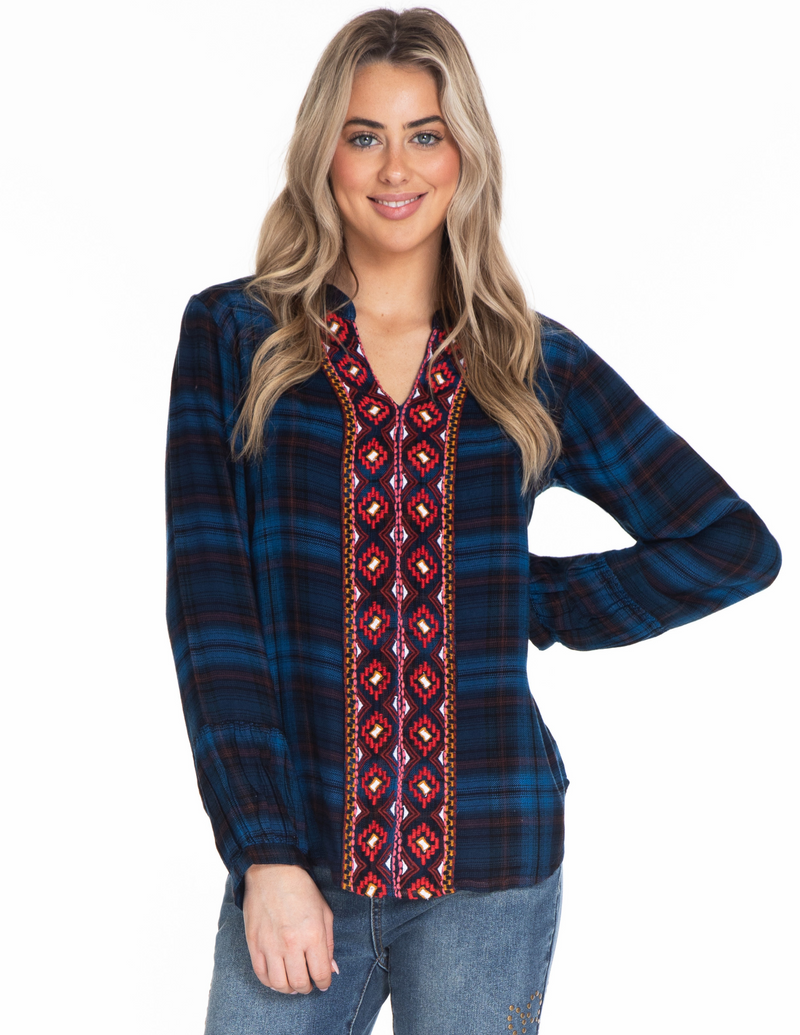 Plaid Embroidered Shirt - Multi