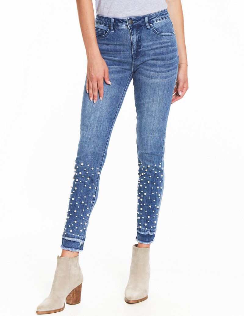 Pearl Skinny Ankle Jean - Medium Indigo