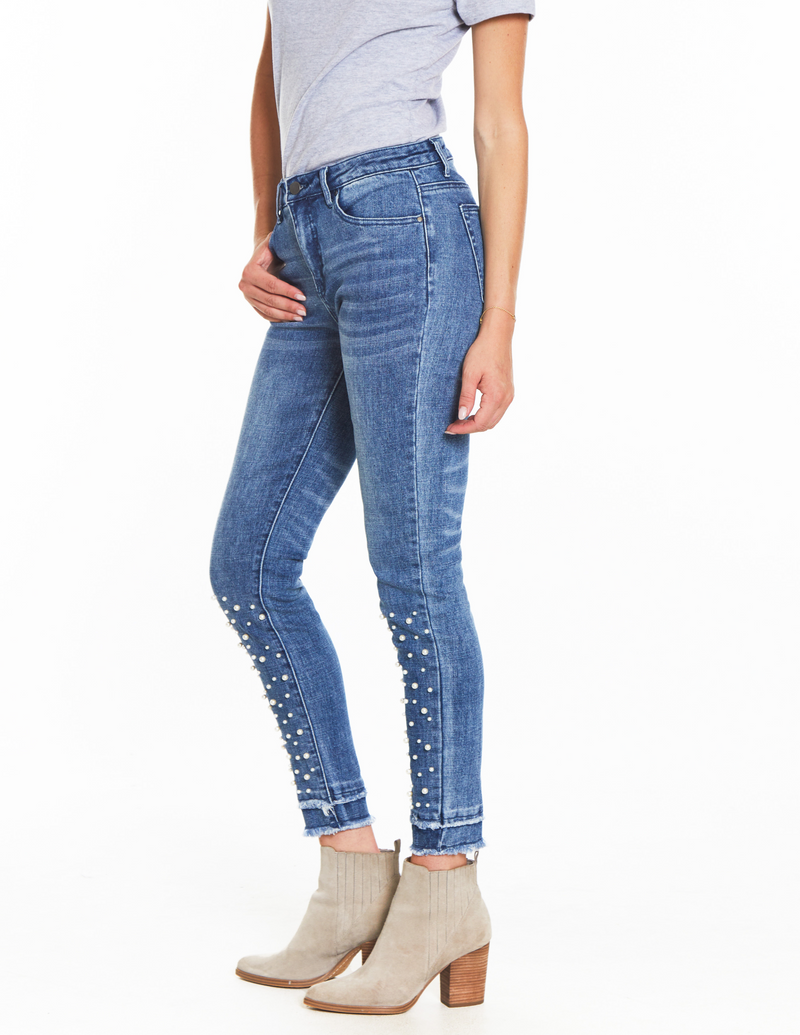 Pearl Skinny Ankle Jean - Medium Indigo