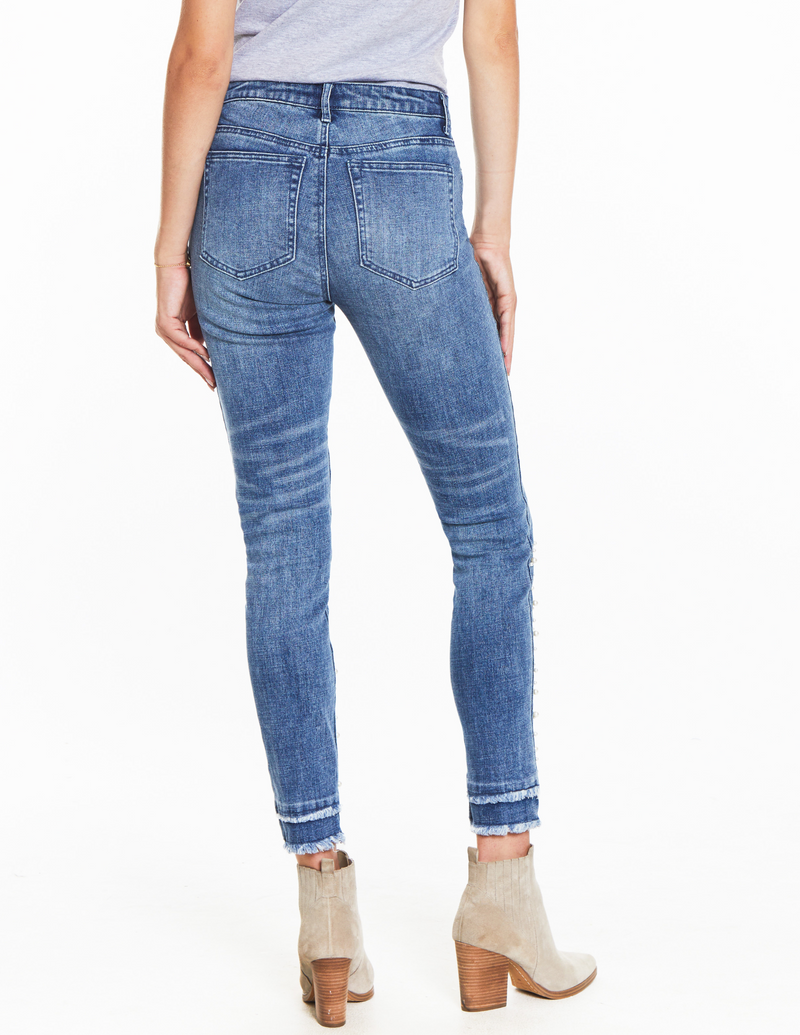 Pearl Skinny Ankle Jean - Medium Indigo