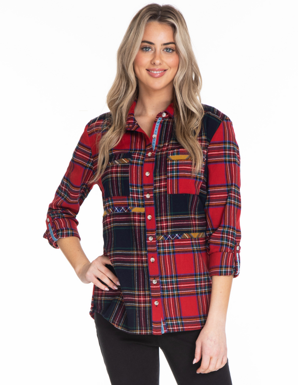 Holiday Plaid Button Up Shirt - Multi