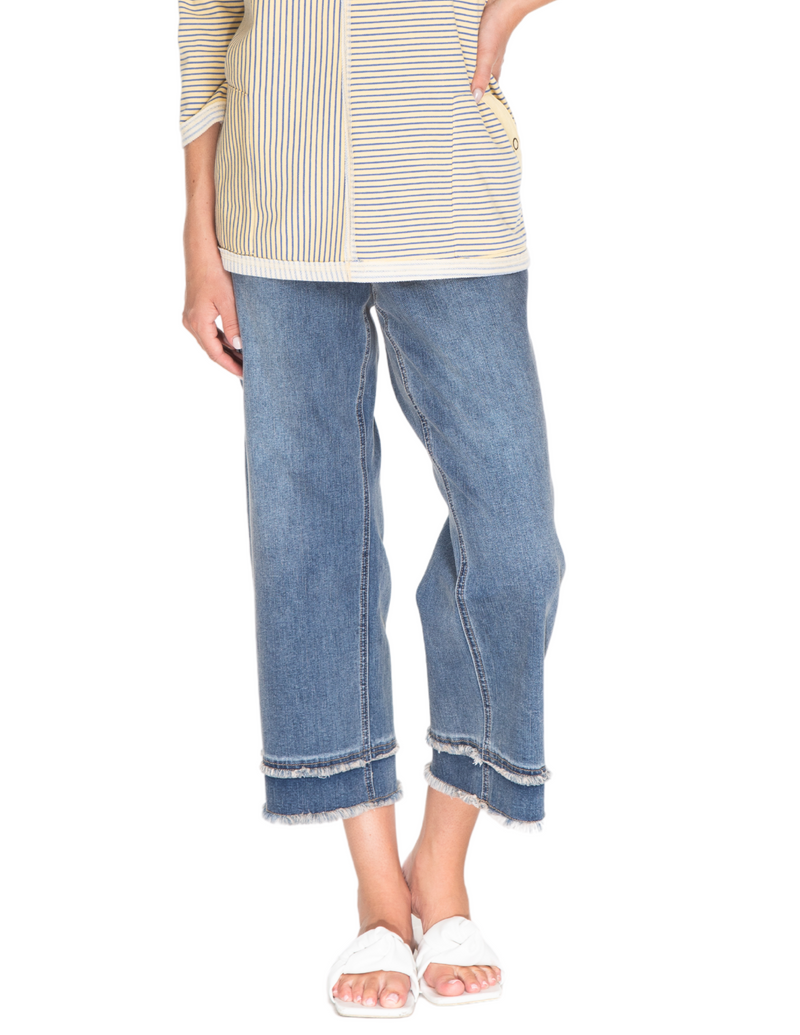 Wide Leg Crop Jean - Medium Indigo