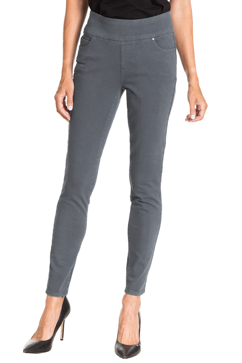 4 WAY STRETCH PULL ON SKINNY ANKLE JEAN - Graphite