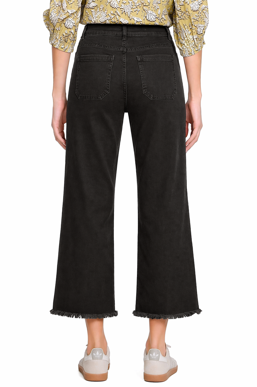 Wide Leg Crop Jean with Pleated Pocket Detail - Black - view 2