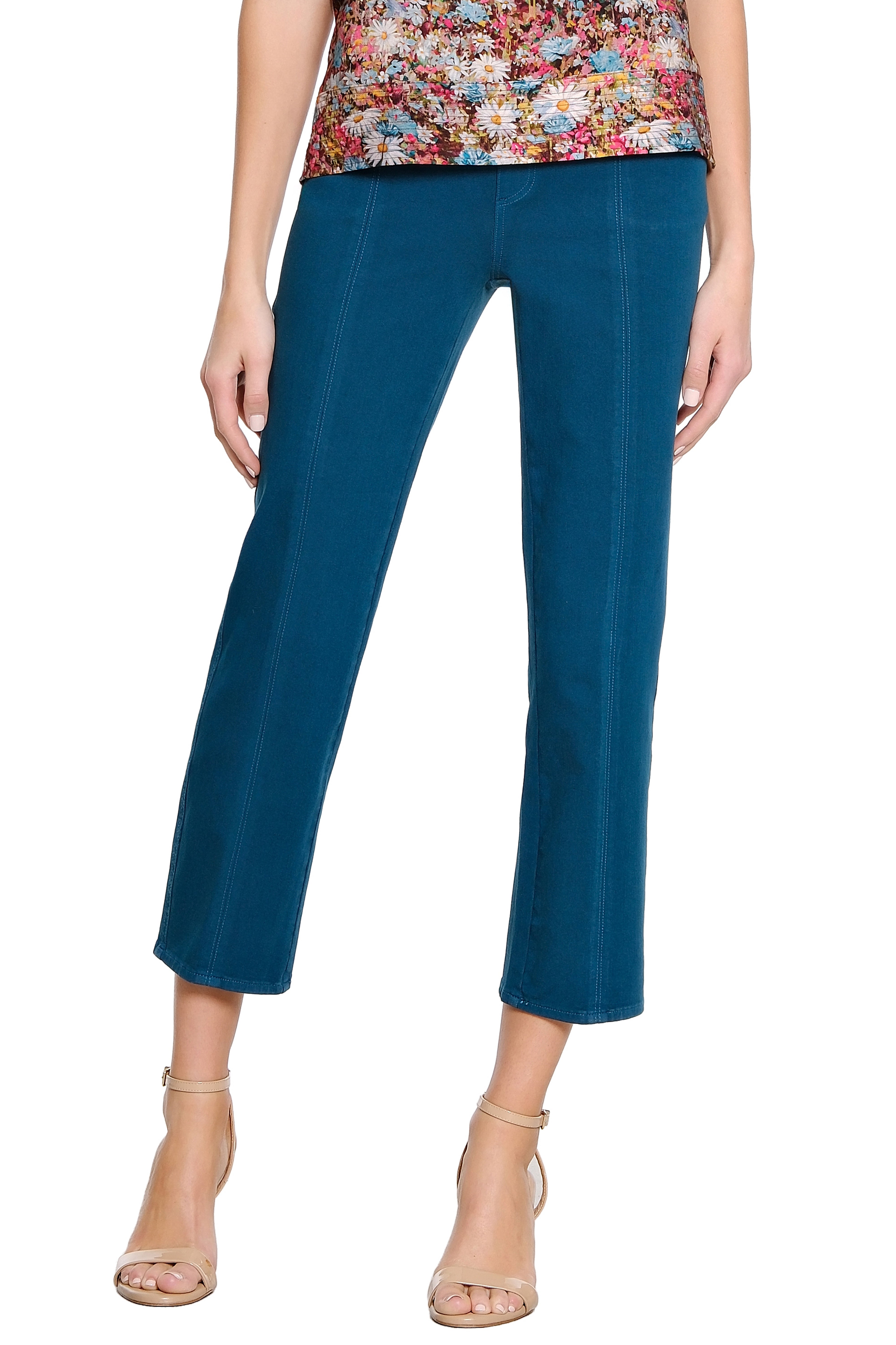 Pull On Straight Leg Ankle Jean - Dark Teal
