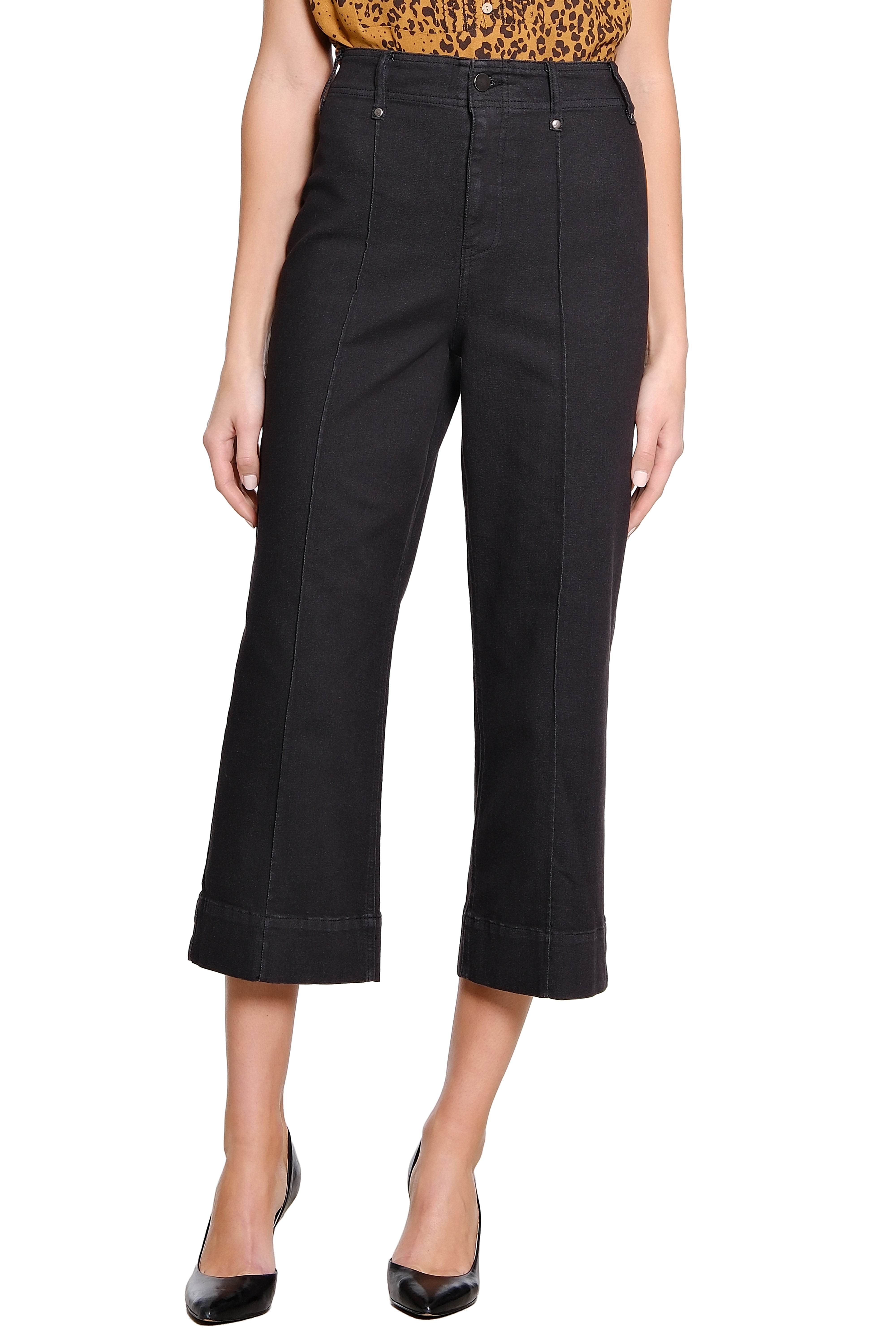 Front Crease Stitch Crop Jean - Black