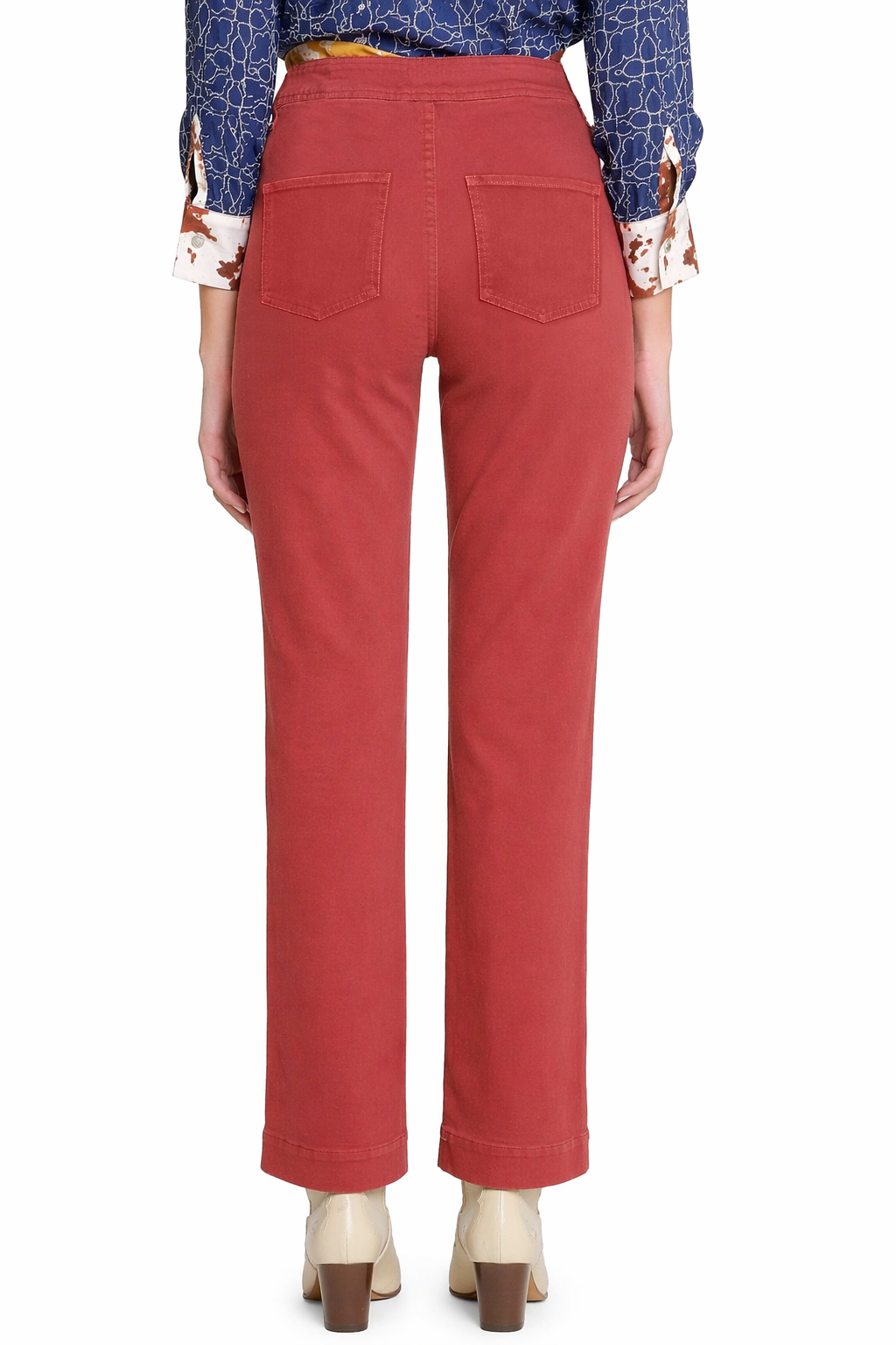 Pull On Straight Leg Ankle Jean - Dark Rust - view 2