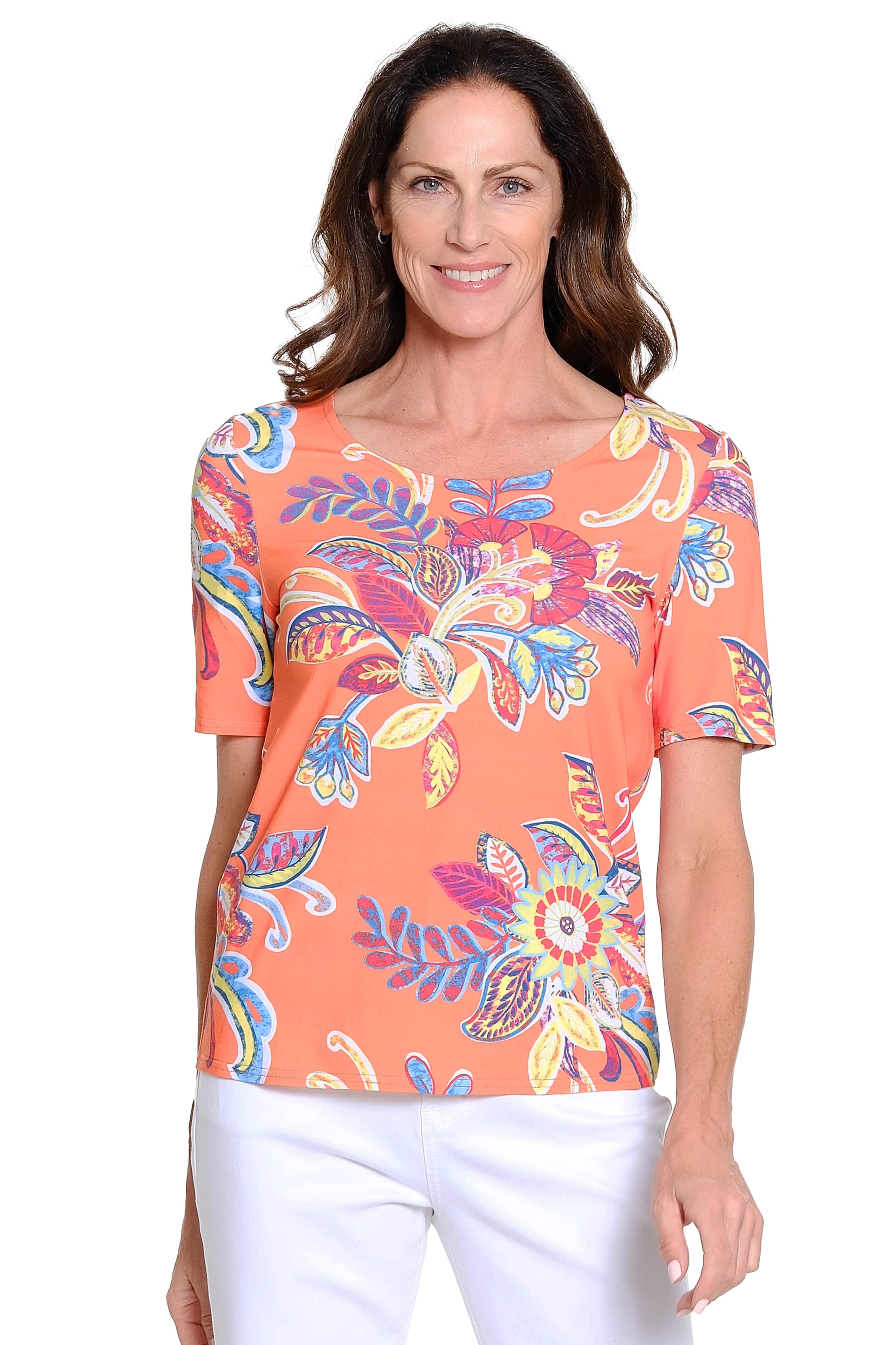 Printed Knit Top with Back Twist Detail – Multi