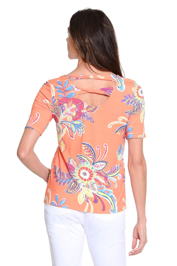Printed Knit Top with Back Twist Detail – Multi