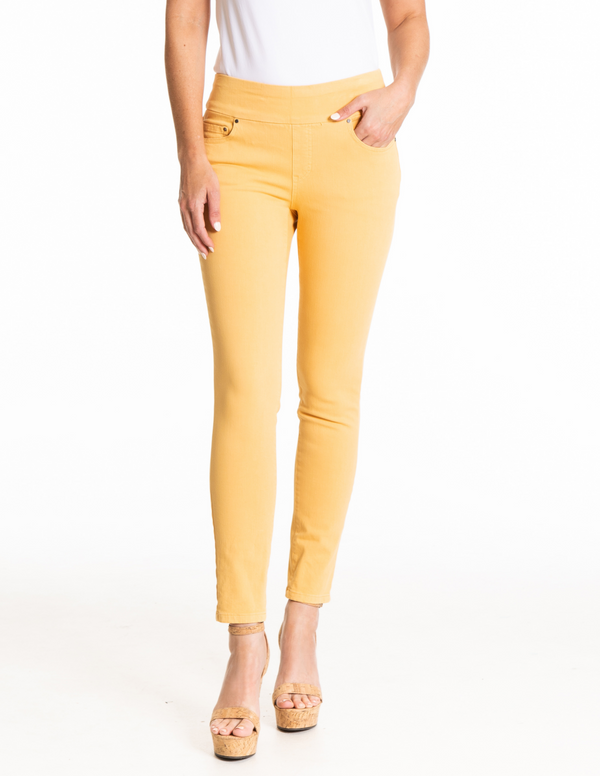 4 WAY STRETCH PULL ON SKINNY ANKLE JEAN - Goldenrod