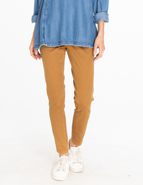 4 WAY STRETCH PULL ON SKINNY ANKLE JEAN - Bronze