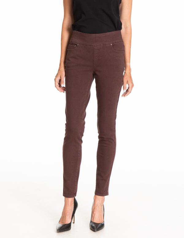 4 WAY STRETCH PULL ON SKINNY ANKLE JEAN - Brown