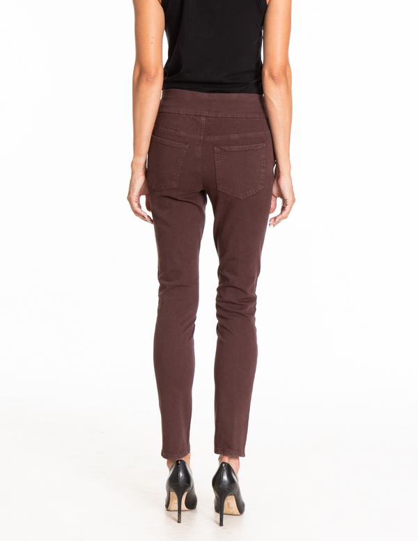 4 WAY STRETCH PULL ON SKINNY ANKLE JEAN - Brown