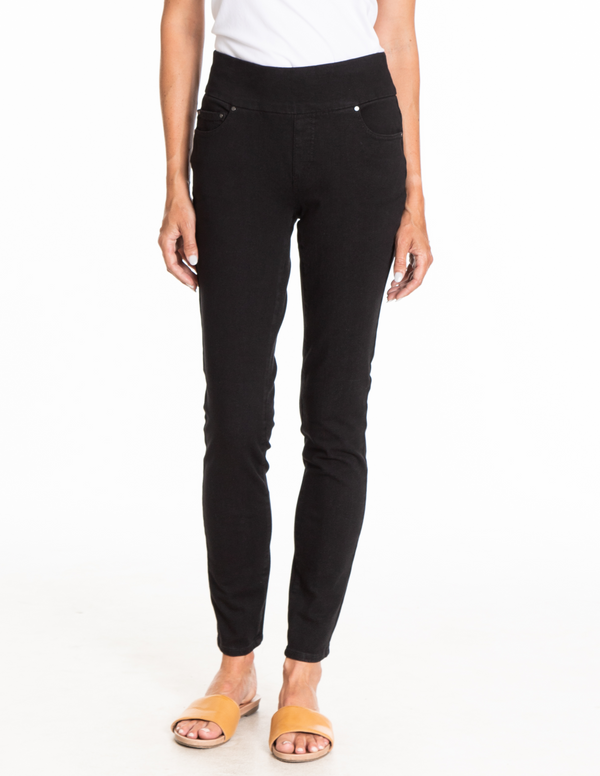 4 WAY STRETCH PULL ON SKINNY ANKLE JEAN - Black