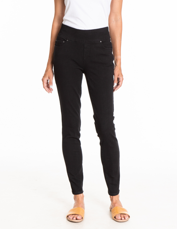 4 WAY STRETCH PULL ON SKINNY ANKLE JEAN - Black