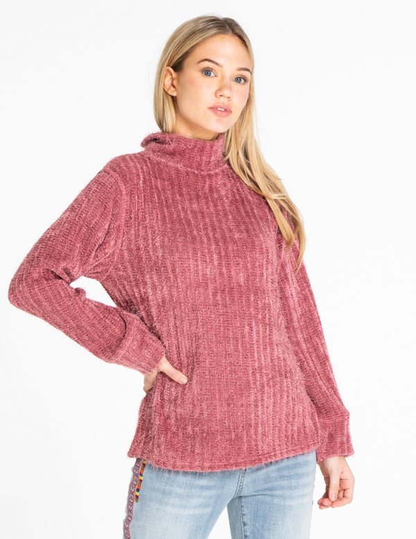 Mock Neck Top - Dusty Rose