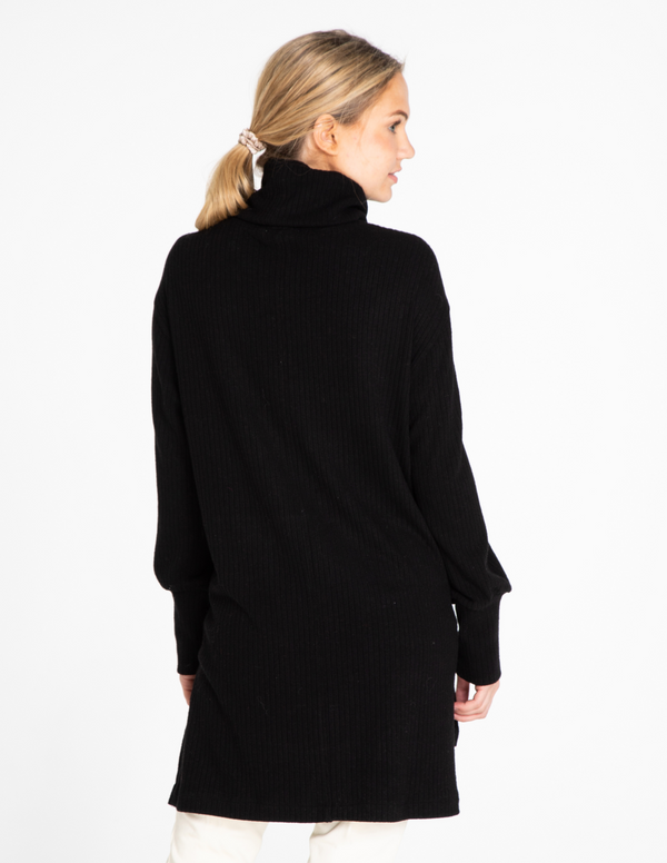 Long Cowl Neck Tunic - Black