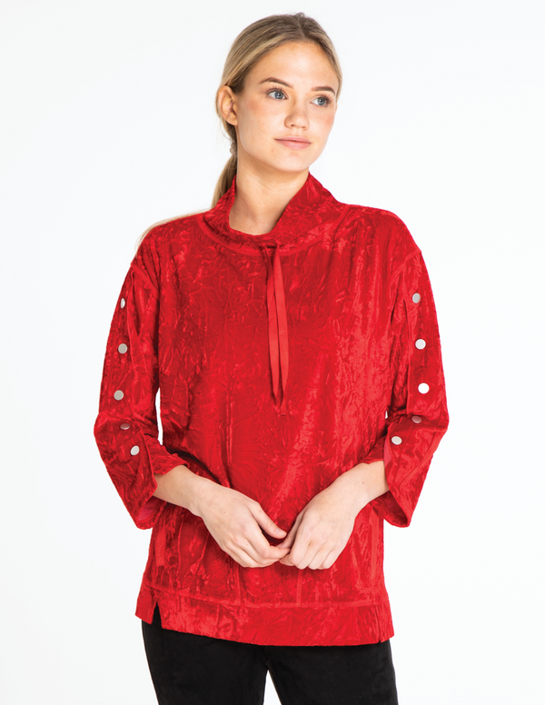 Funnel Neck Tunic - Dark Red