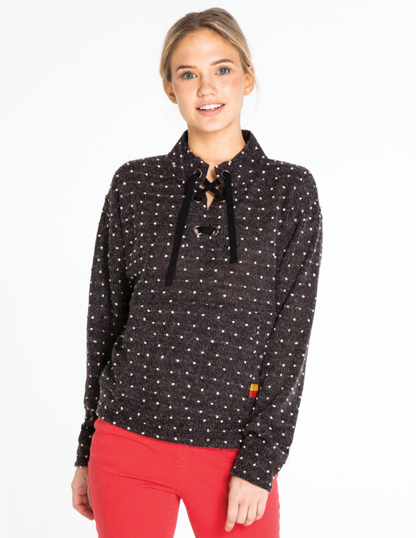 Popcorn Knit Top - Dark Charcoal