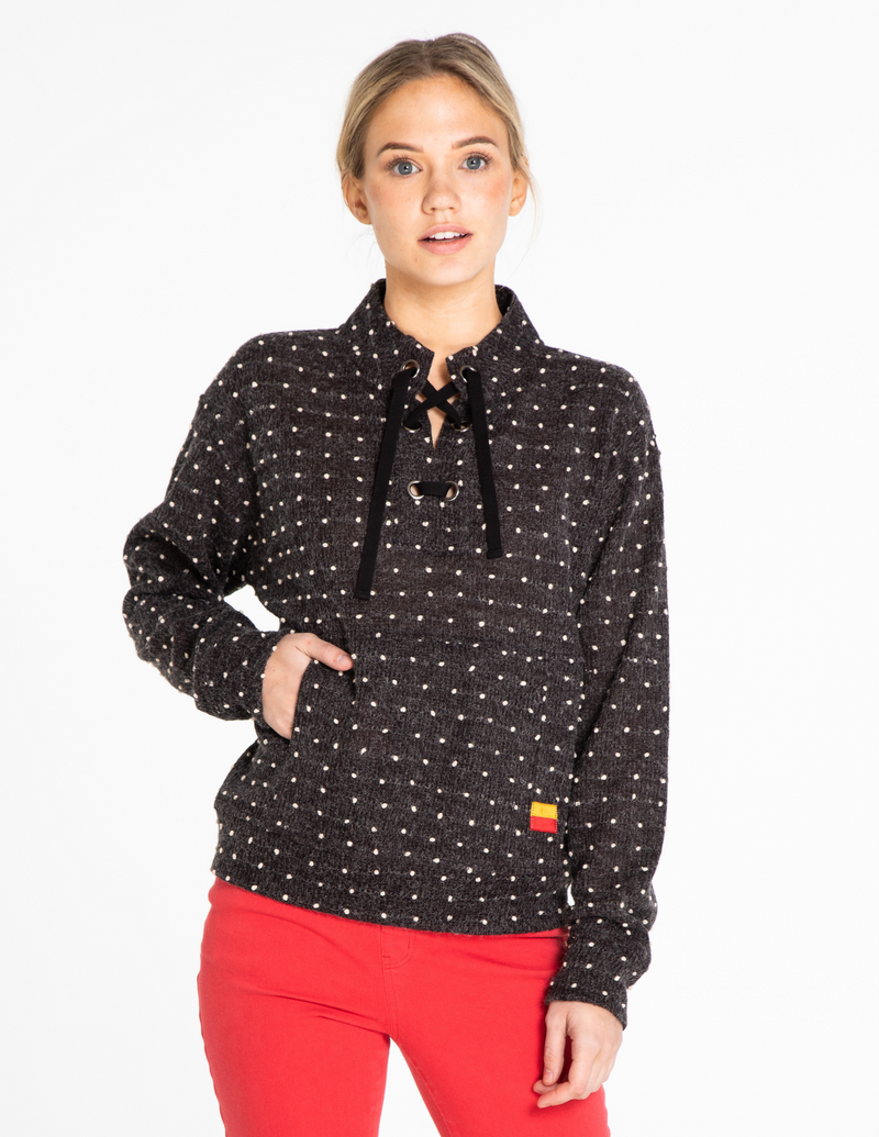 Popcorn Knit Top - Dark Charcoal