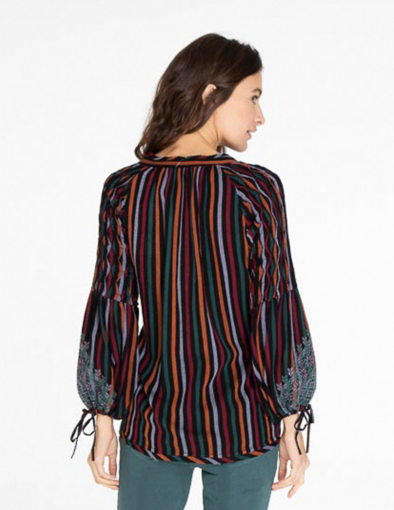 Embroidered Stripe Top - Multi