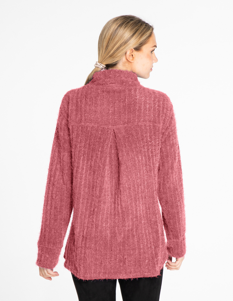 Mock Neck Top - Dusty Rose