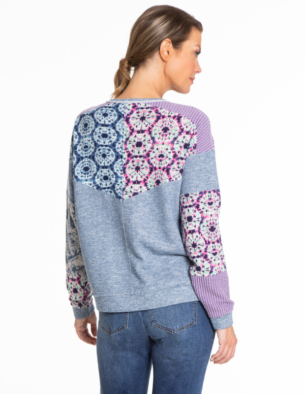 Pattern Blocked Knit Top - Multi