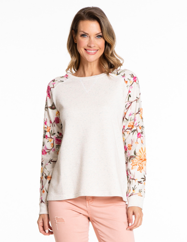Embroidered Sleeve Knit Top - Multi