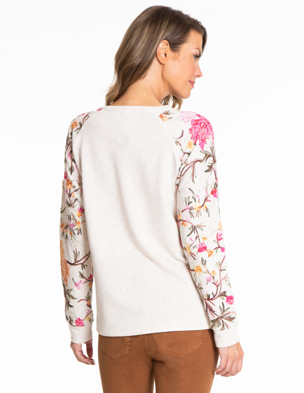 Embroidered Sleeve Knit Top - Multi