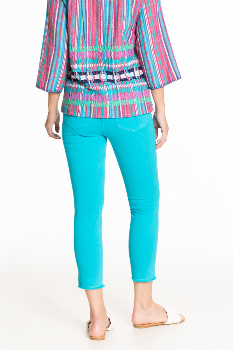 Stretch Crop Jean - Turquoise
