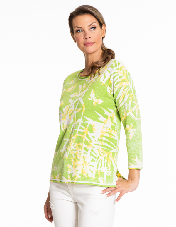 Reverse Printed Pullover - Soft Lime