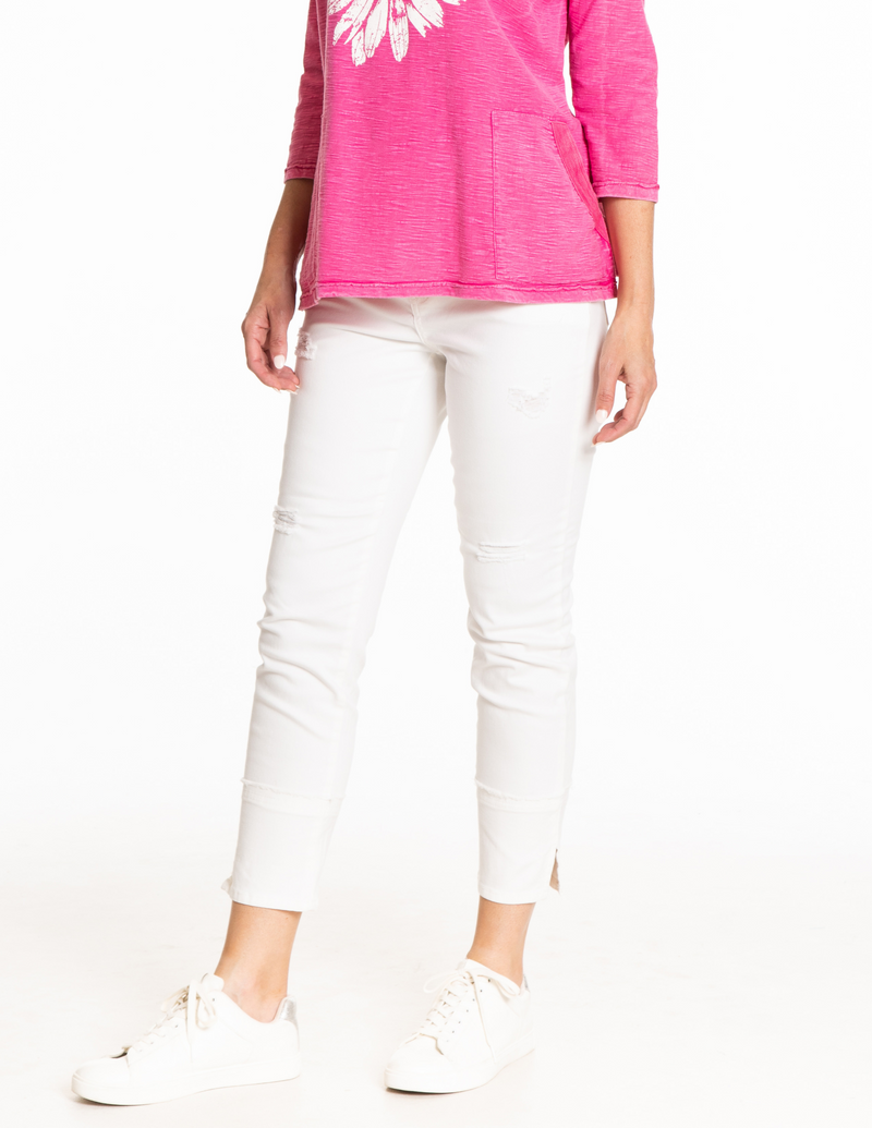 Mid Rise Crop Jean - White