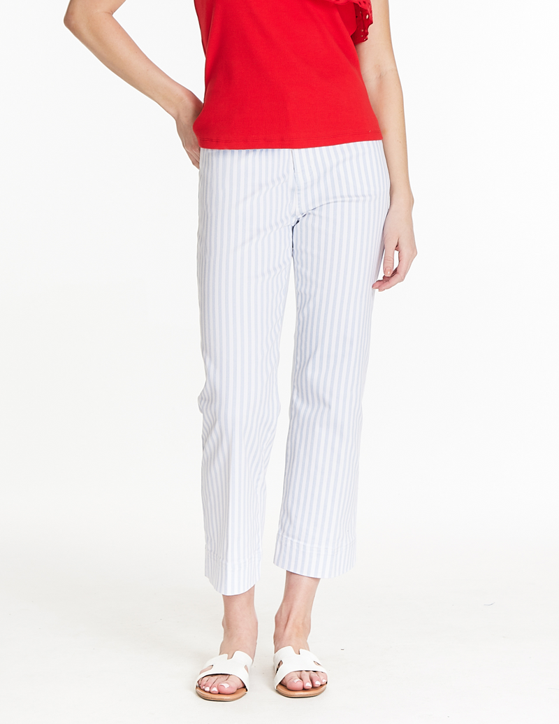 Wide Leg Crop Pant - Blue Stripe