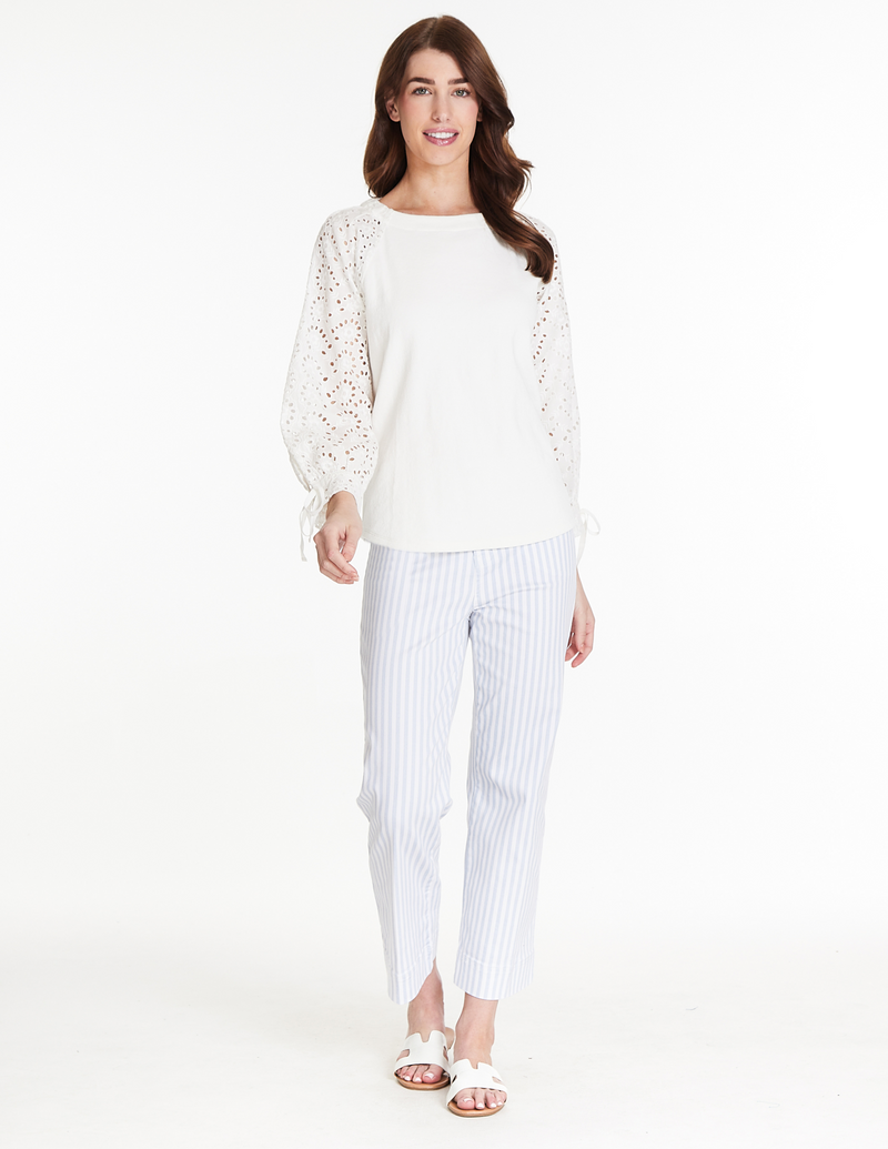 Wide Leg Crop Pant - Blue Stripe