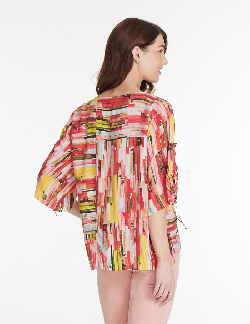 Boxy Top with Drawstring Sleeves - Multi